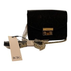 NWT BCBG Milly Women's Black Snake Print Crossbody Bag